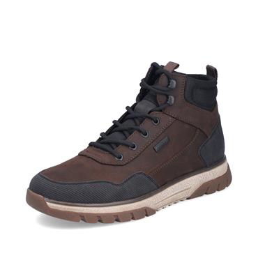 Rieker Men Tex Laced Boot With Side Zip - Brown Combi